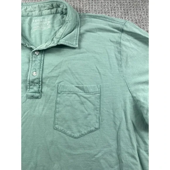 Faherty Sunwashed Organic Cotton Polo Shirt Mens XL Blue Casual Golf - Picture 6 of 13